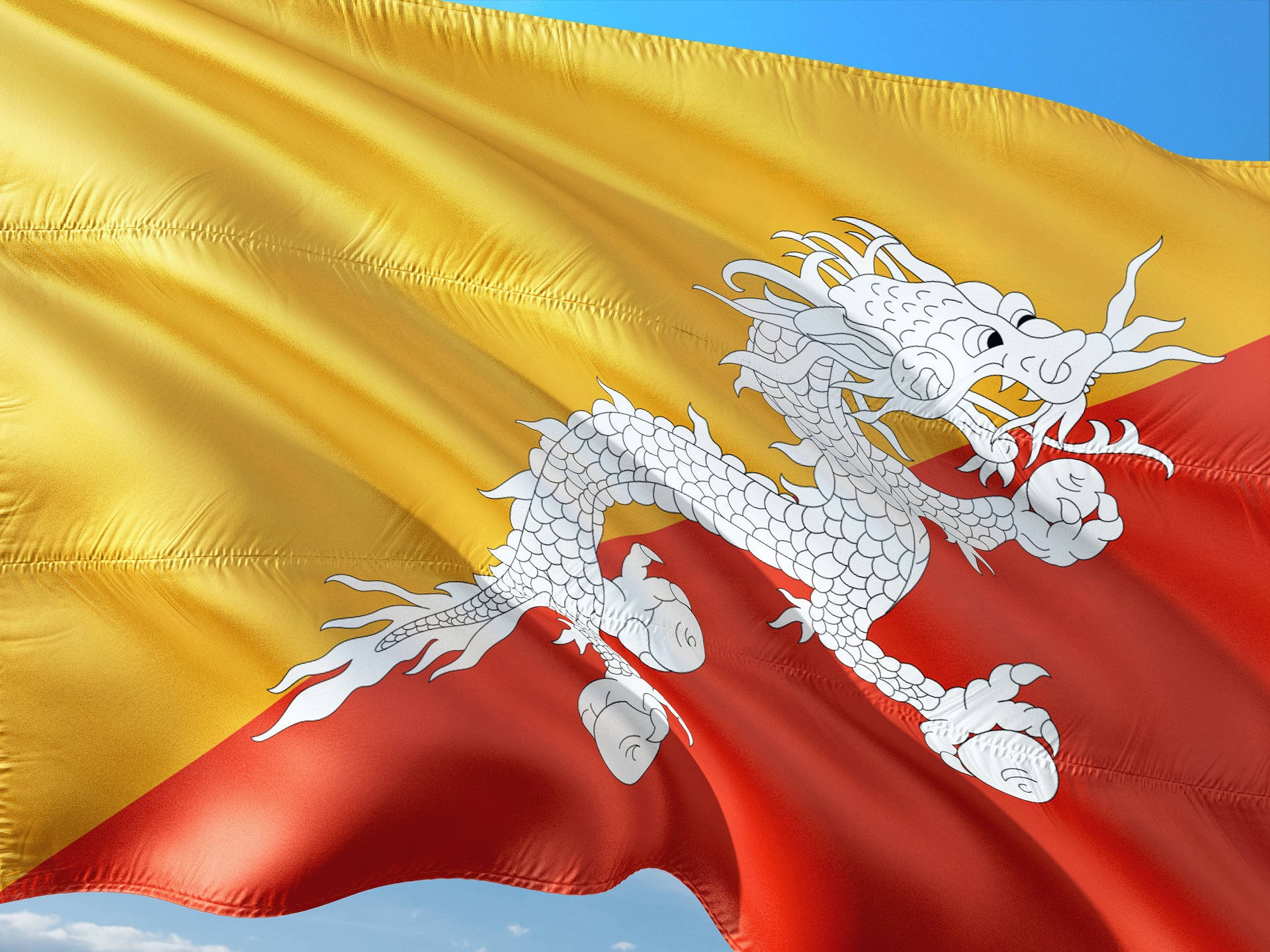 National Flag Of Bhutan Background
