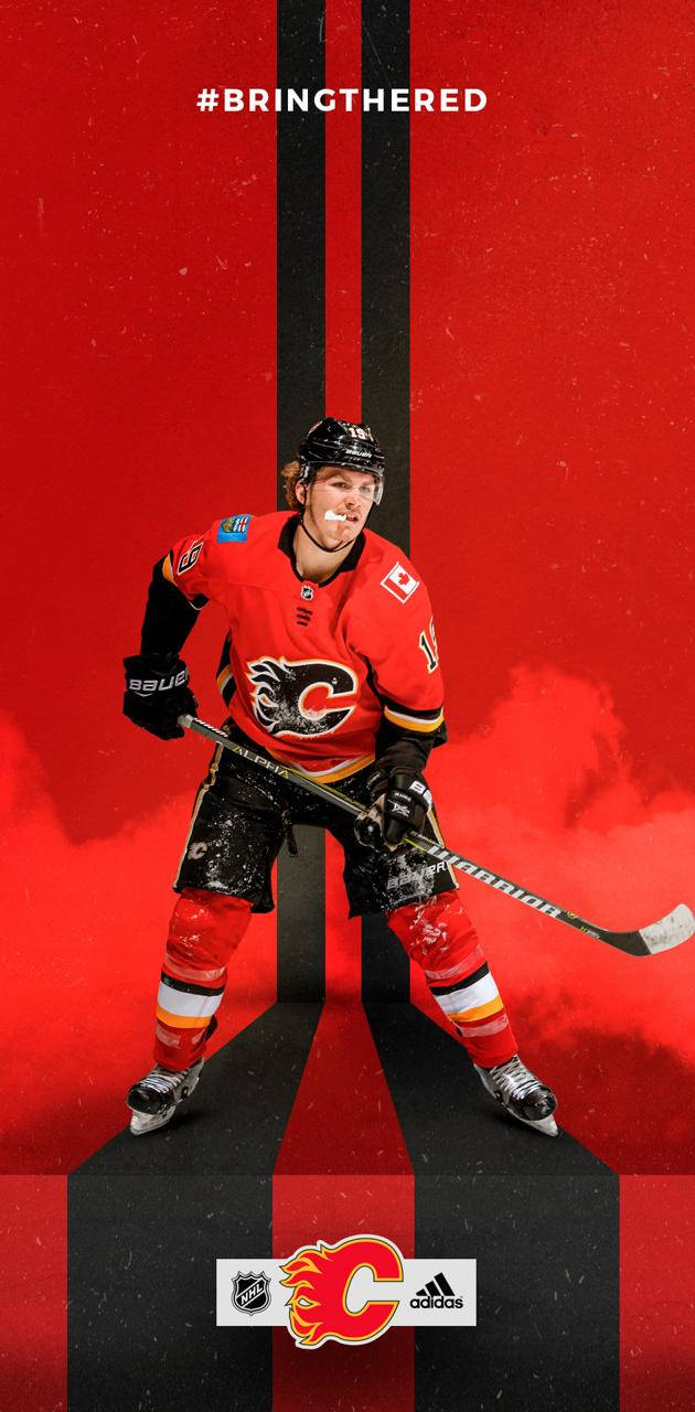 Bringer National Hockey League Matthew Tkachuk rød flammeoverlejring til din skærm! Wallpaper