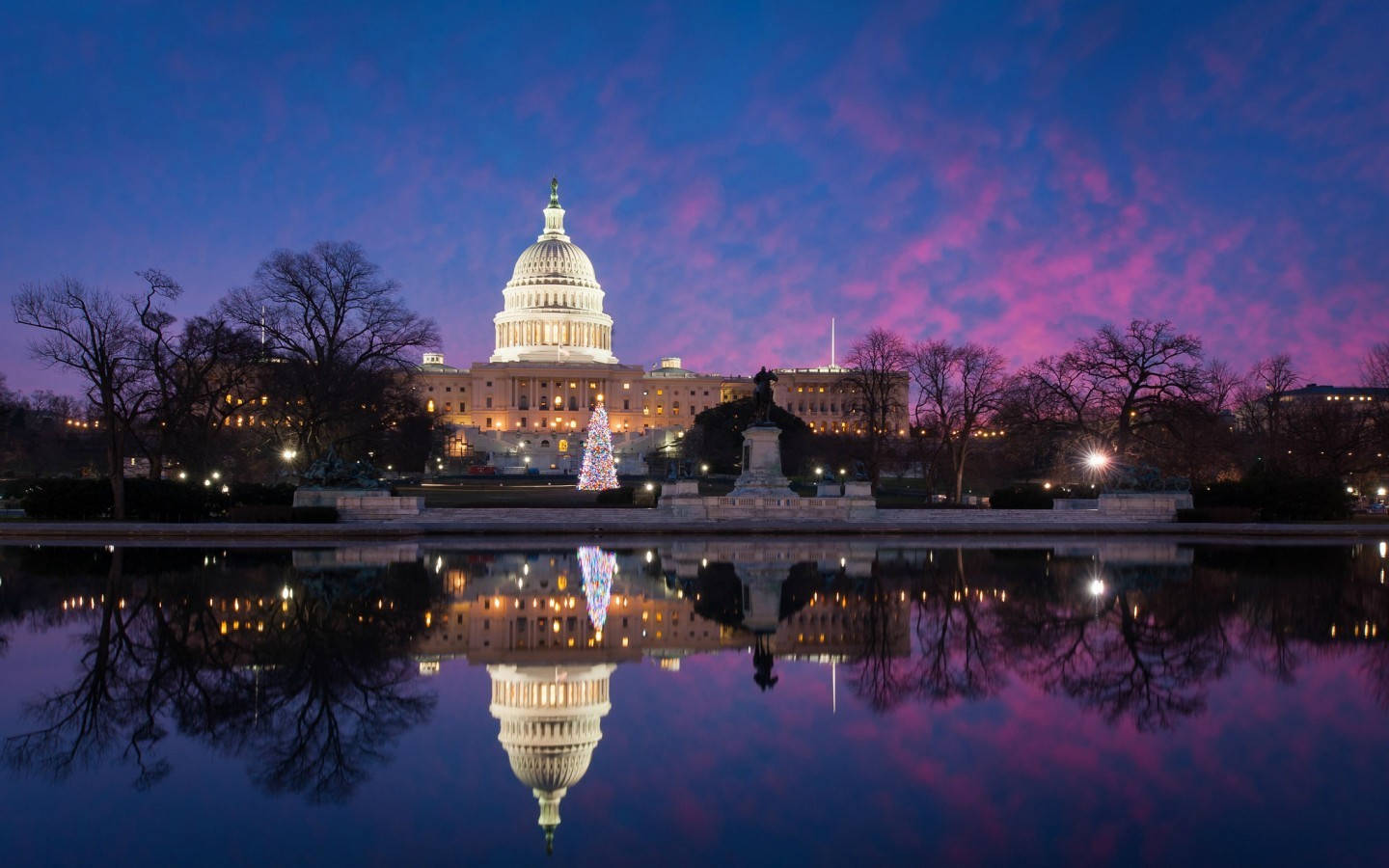 National Mall Capitol Purple Sky Wallpaper