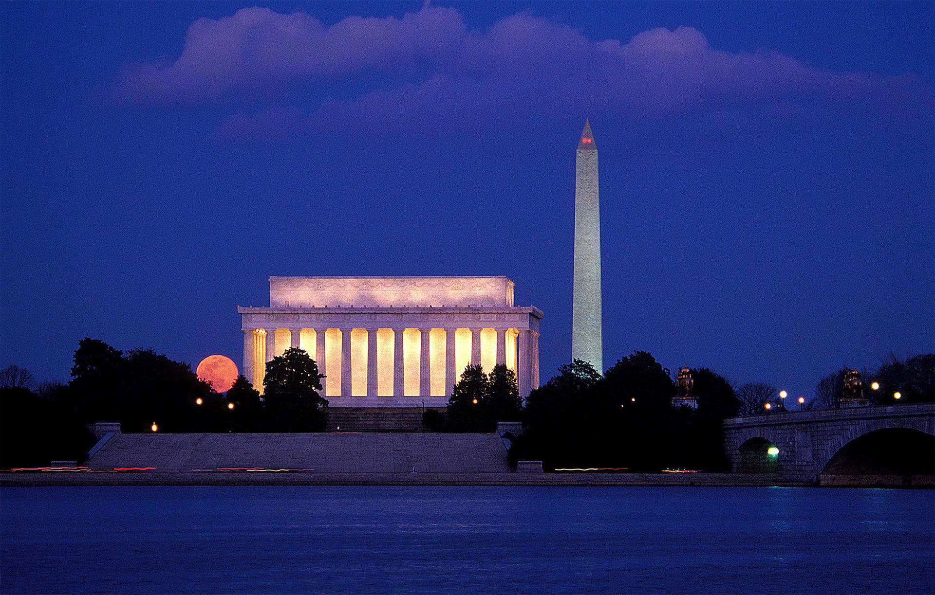 National Mall Lincoln Memorial Night Time Wallpaper