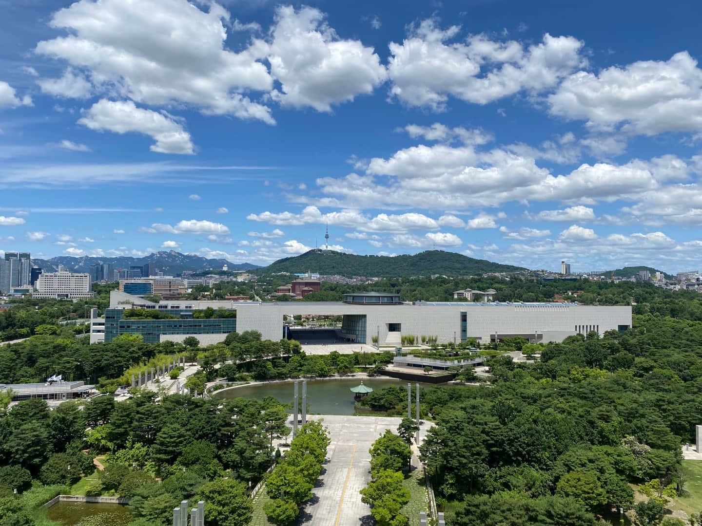 Nationale Museum Van Korea Zonnige Dag Achtergrond