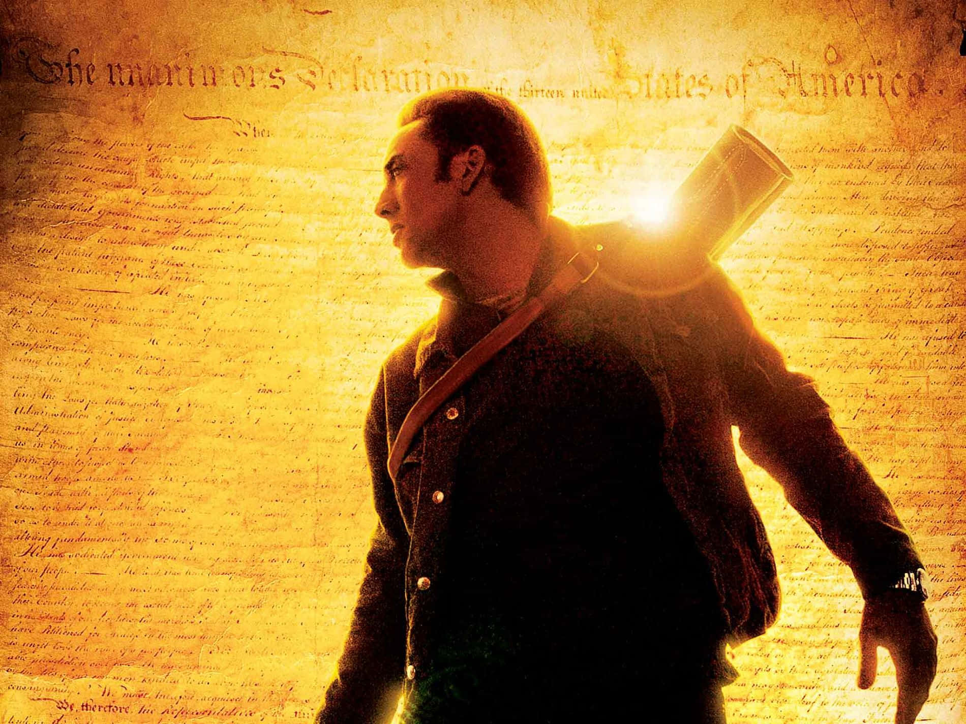 Thrilling Adventure featuring Nicolas Cage in National Treasure Movie Wallpaper