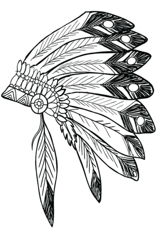 Native American Feather Headdress Drawing PNG