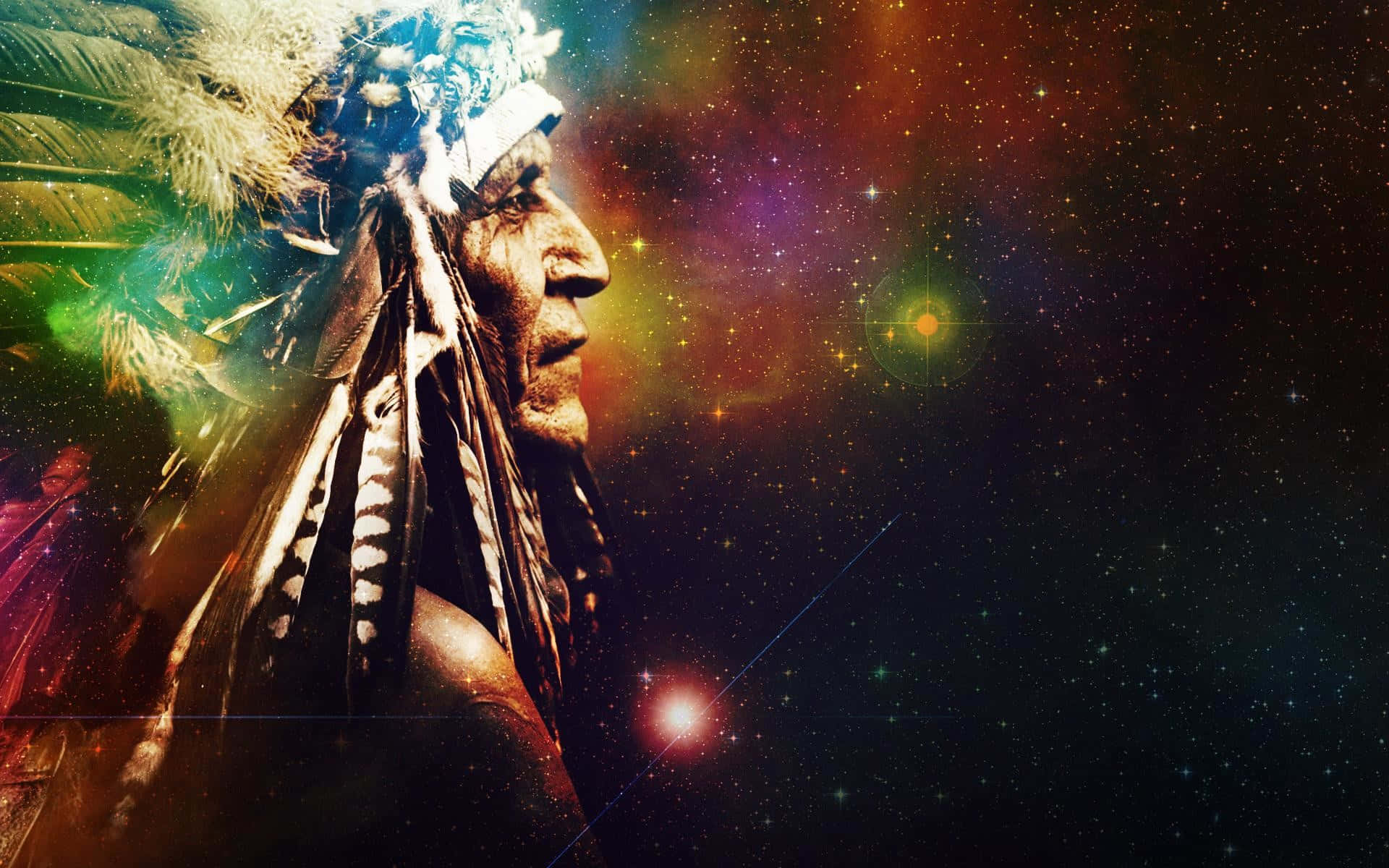 A Native American Man In A Feathered Headdress Wallpaper