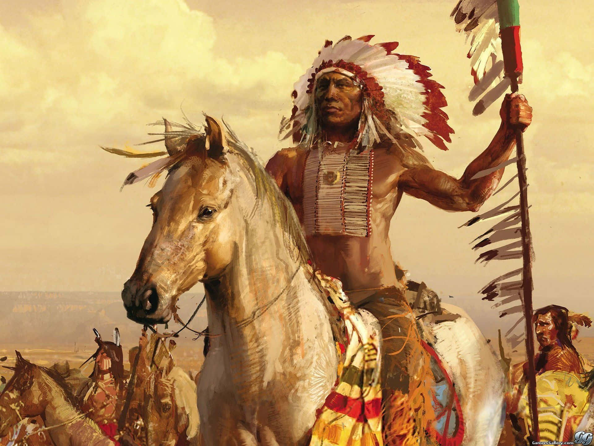 Entraditionel Native American Dans I Gang. Wallpaper