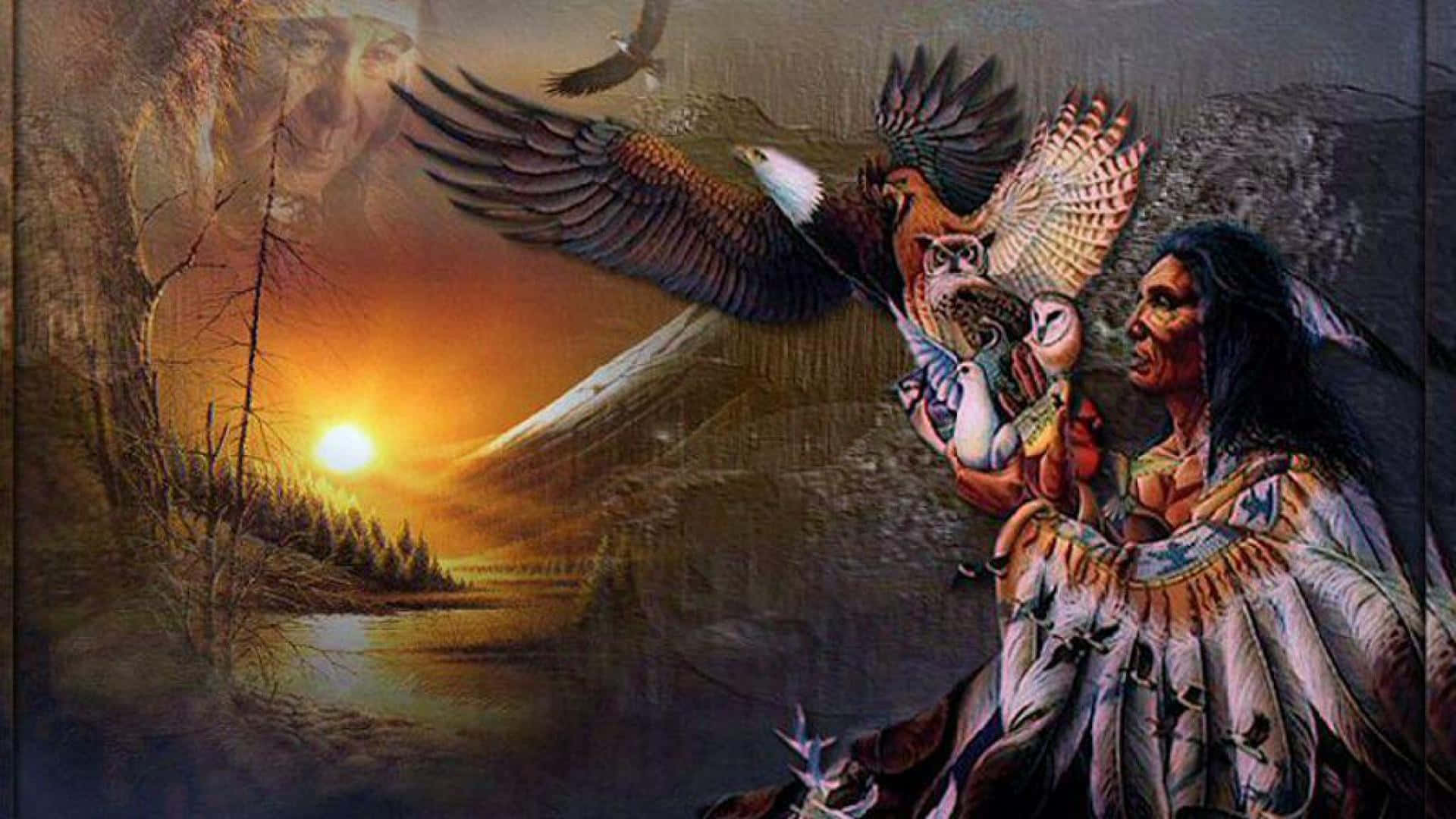 native american eagle art wallpaper