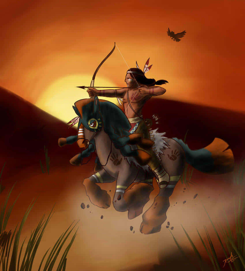 Native American Indian Riding On Mudsdale Wallpaper