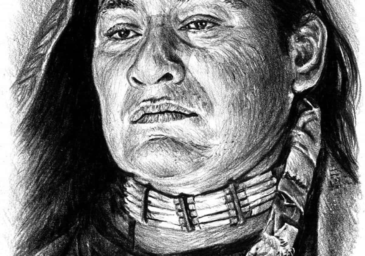 Native American Man Pencil Sketch Wallpaper