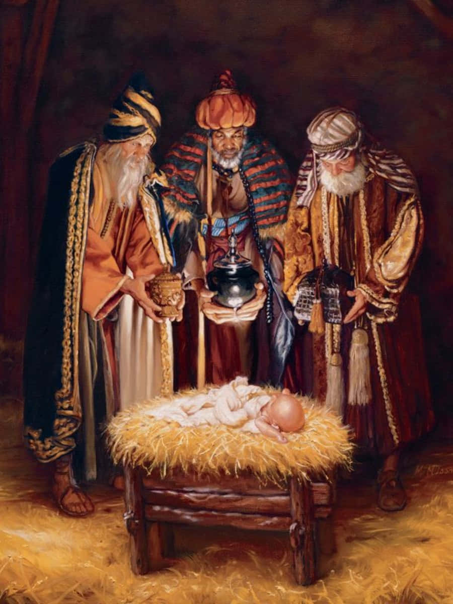'juletidenssande Ånd - En Traditionel Julekrøbbe Med Maria, Josef Og Baby Jesus'.