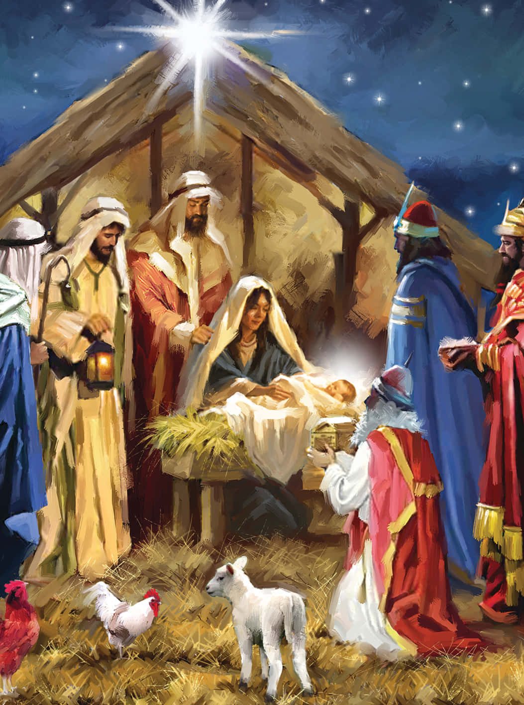 Nativityscenen På Juleaften.