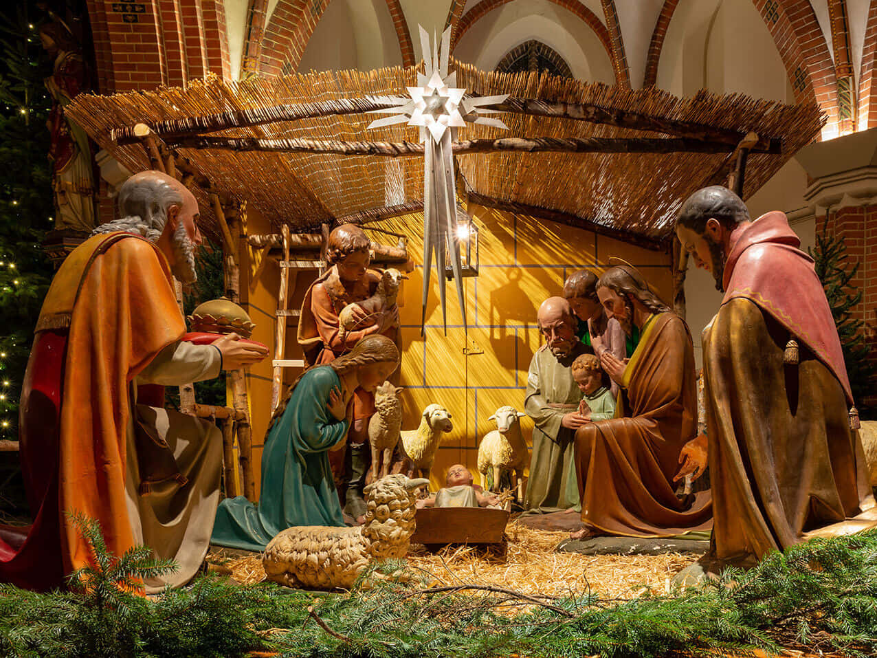 Fødslenaf Jesus Som Afbildet I En Krybbescene.