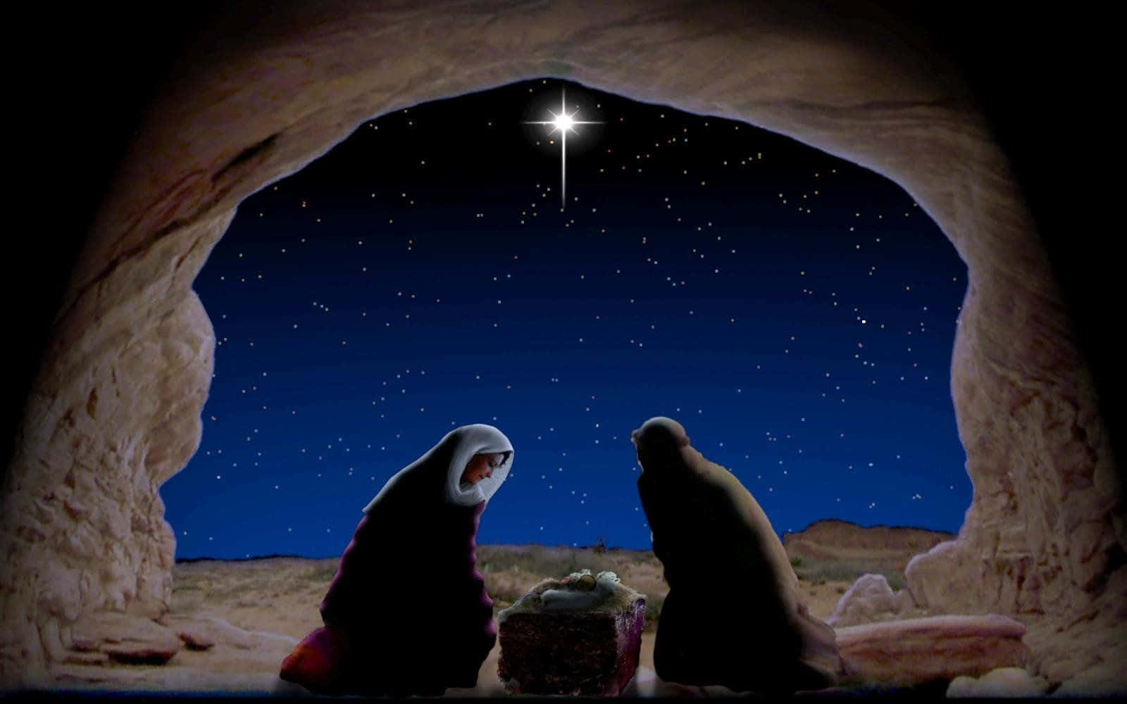 Etsmukt Krybbespil, Der Illustrerer Den Guddommelige Fødsel Af Jesus.