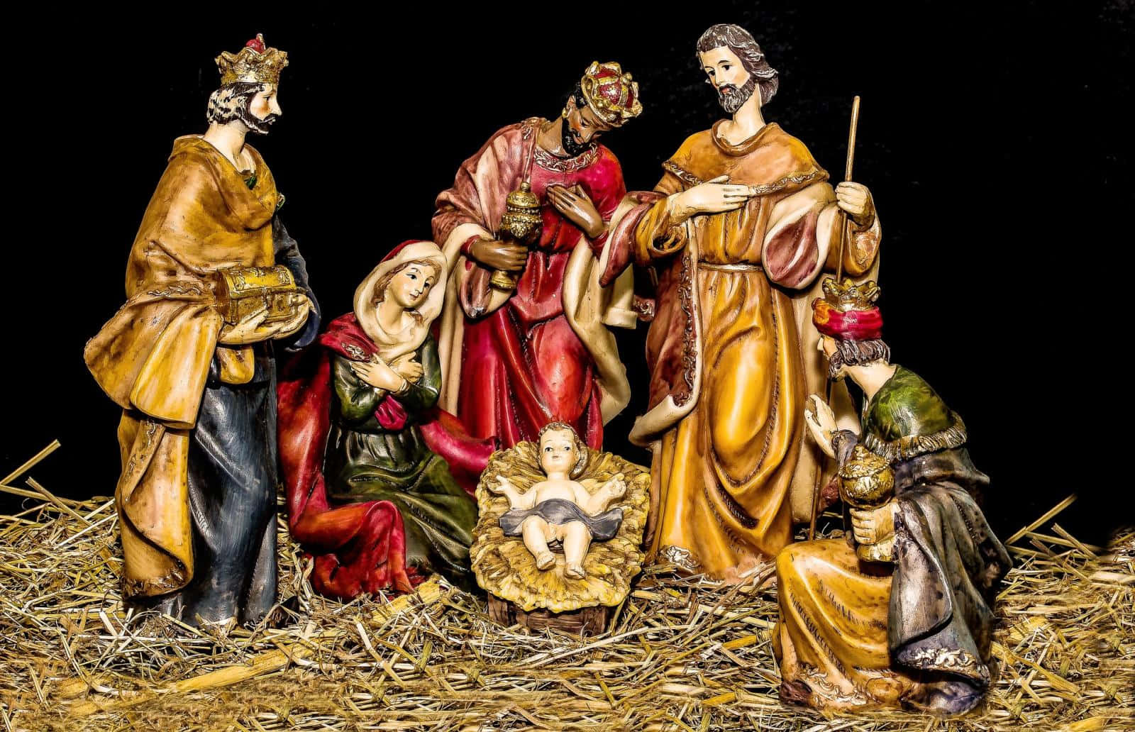 A nativity scene depicting the life of Jesus