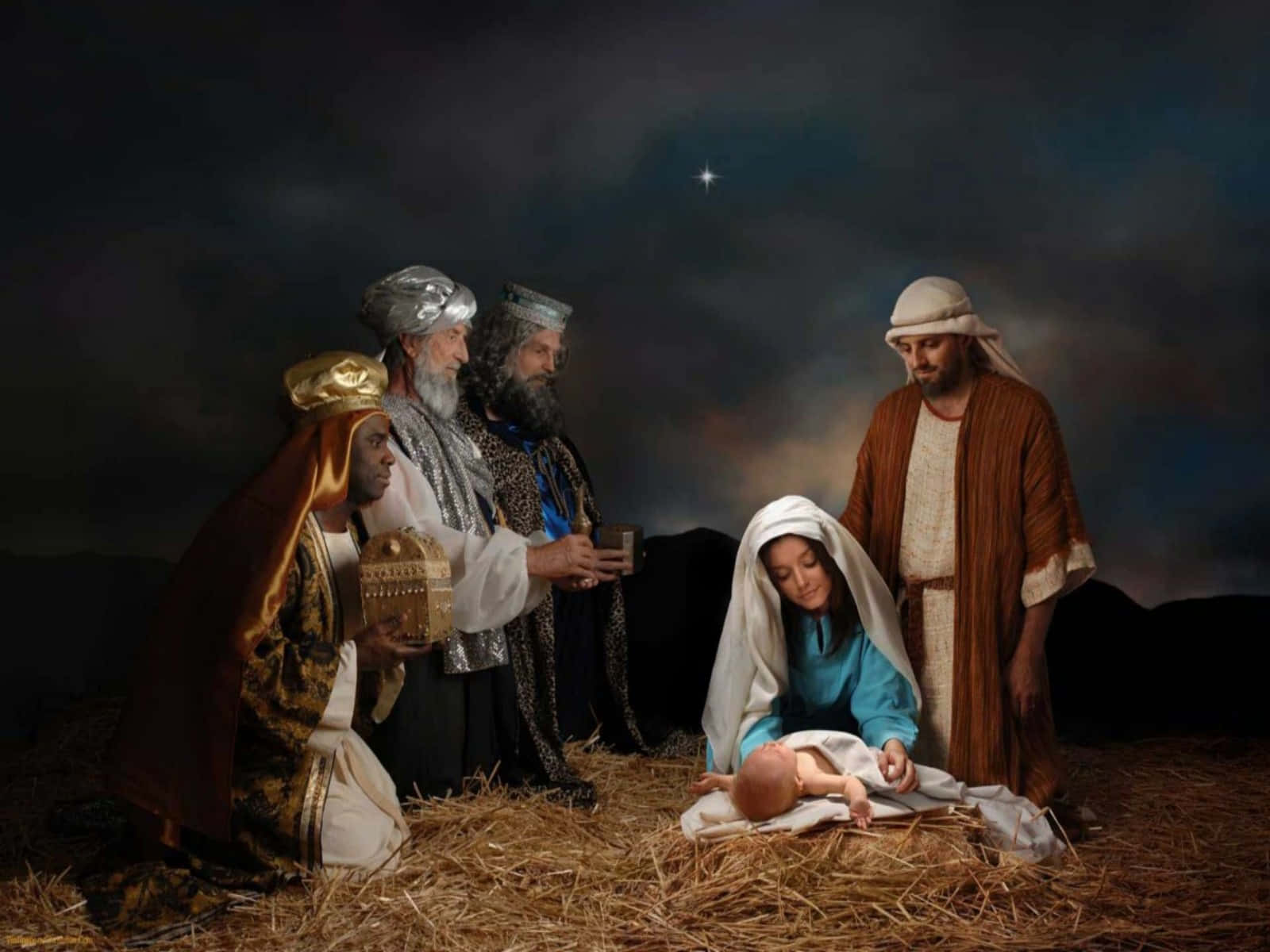 "Exquisite Nativity Scene Atop Mantle"