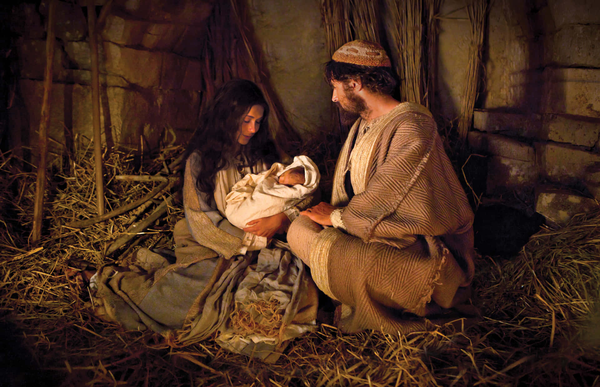 Мария и Иосиф в хлеву