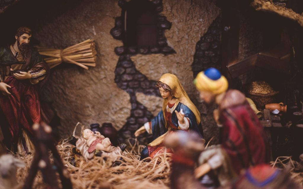 Nativity Scene Christmas Display Wallpaper