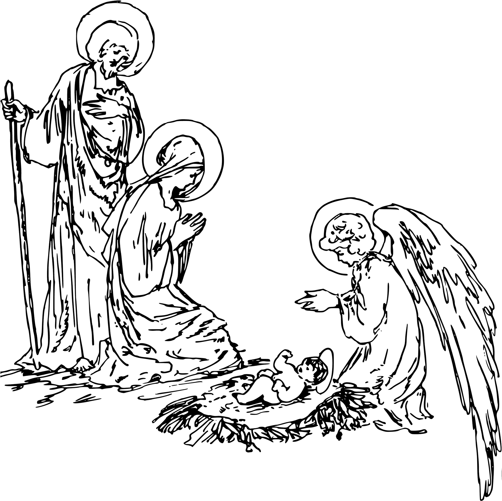 Nativity_ Scene_with_ Holy_ Family_and_ Angel PNG