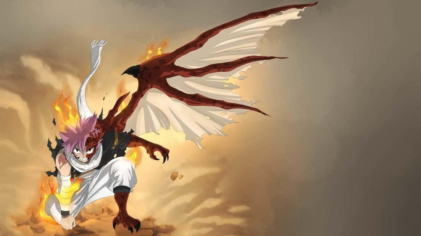 Natsu Dragneel: Fierce and Fiery Dragon Slayer of Fairy Tail Wallpaper