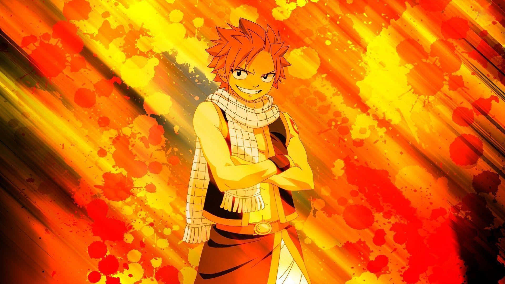 Natsu Dragneel in Action - Fairy Tail's Fierce Fire Dragon Slayer Wallpaper