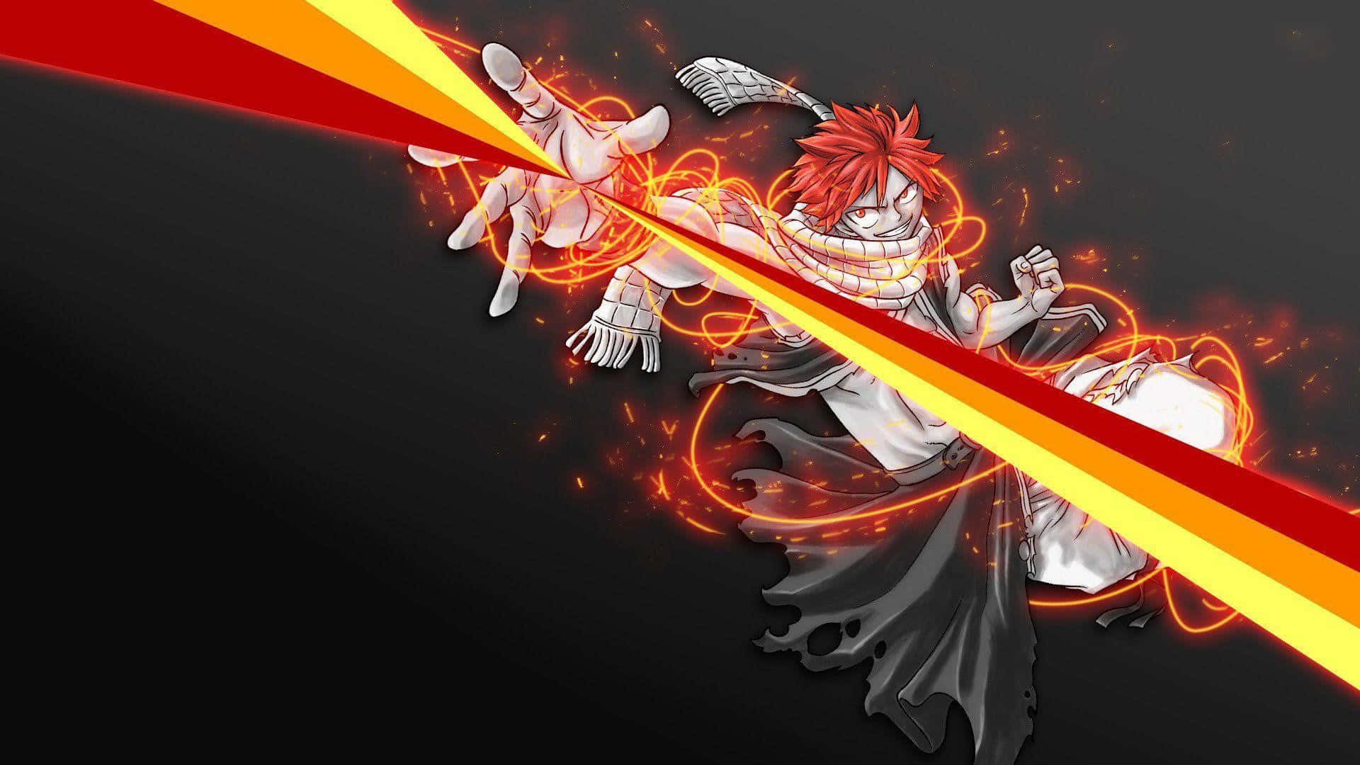 Fiery Natsu Dragneel Unleashing His Dragon Force Power Wallpaper