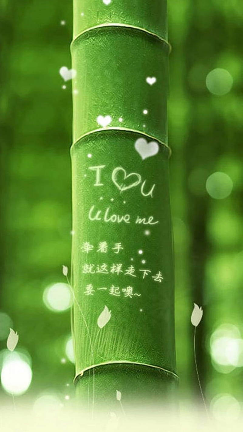 Natur Kærlighed Udskåret Bambus Wallpaper