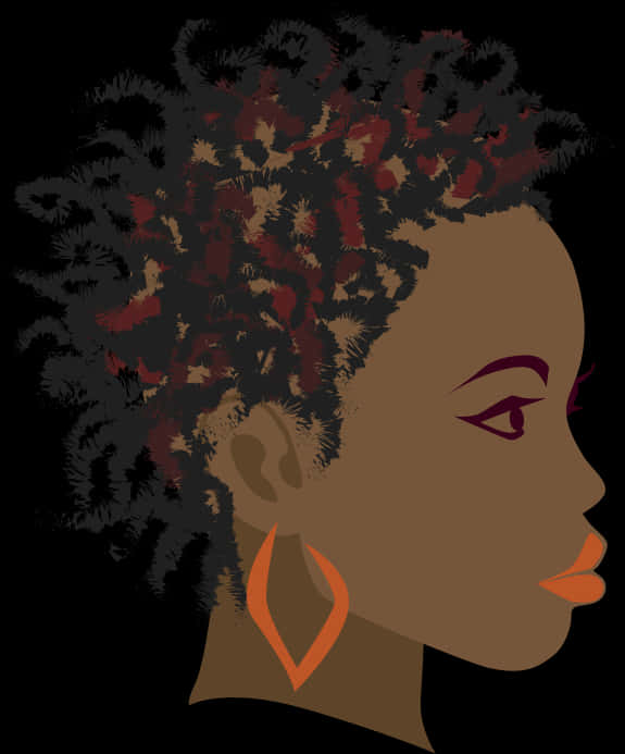 Natural Curly Hairstyle Profile Illustration PNG