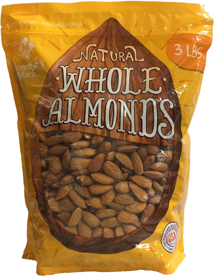 Natural Whole Almonds Packaging3lbs PNG