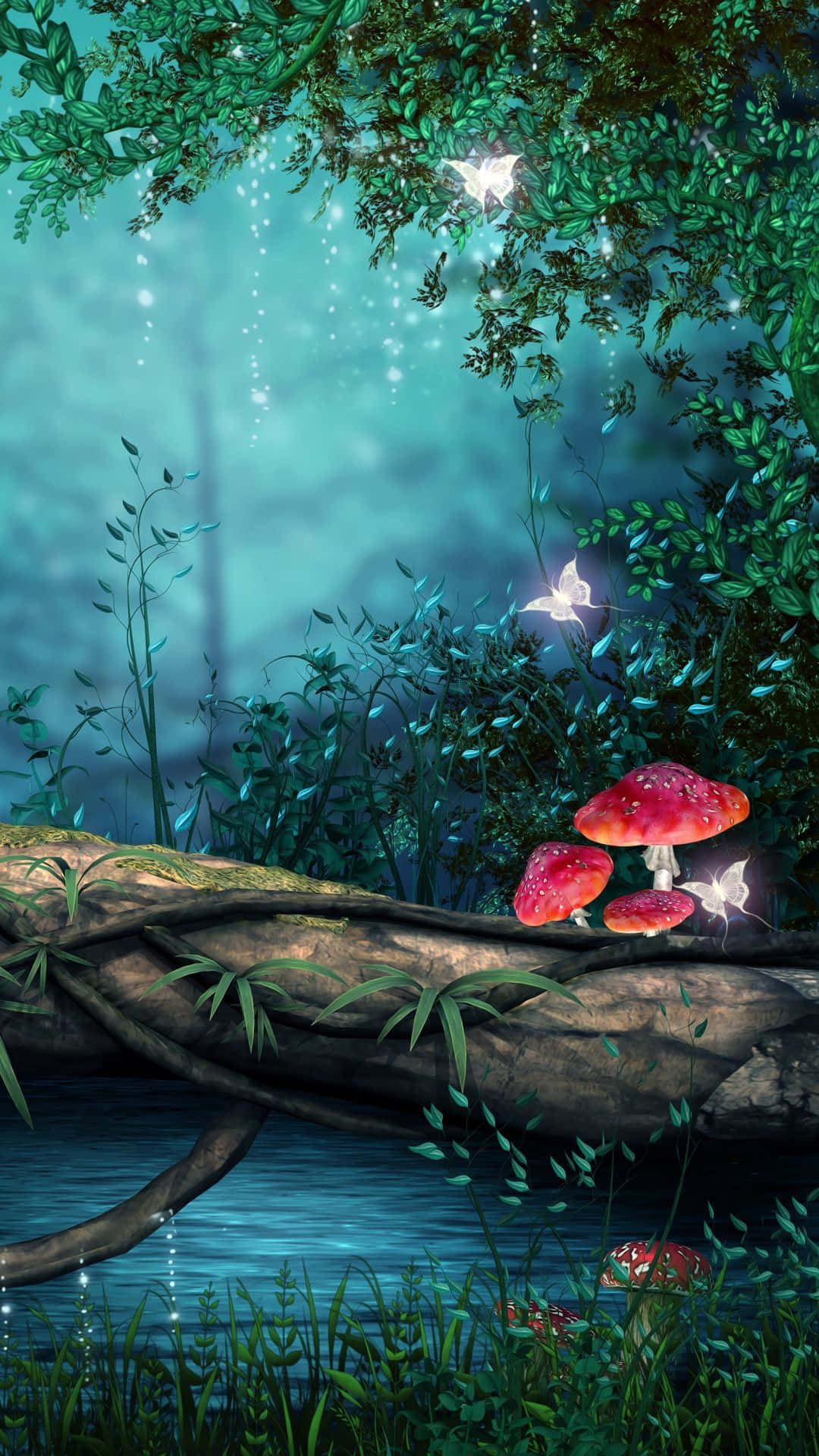 Rödasvampar På Trädets Natur Android Hd. Wallpaper