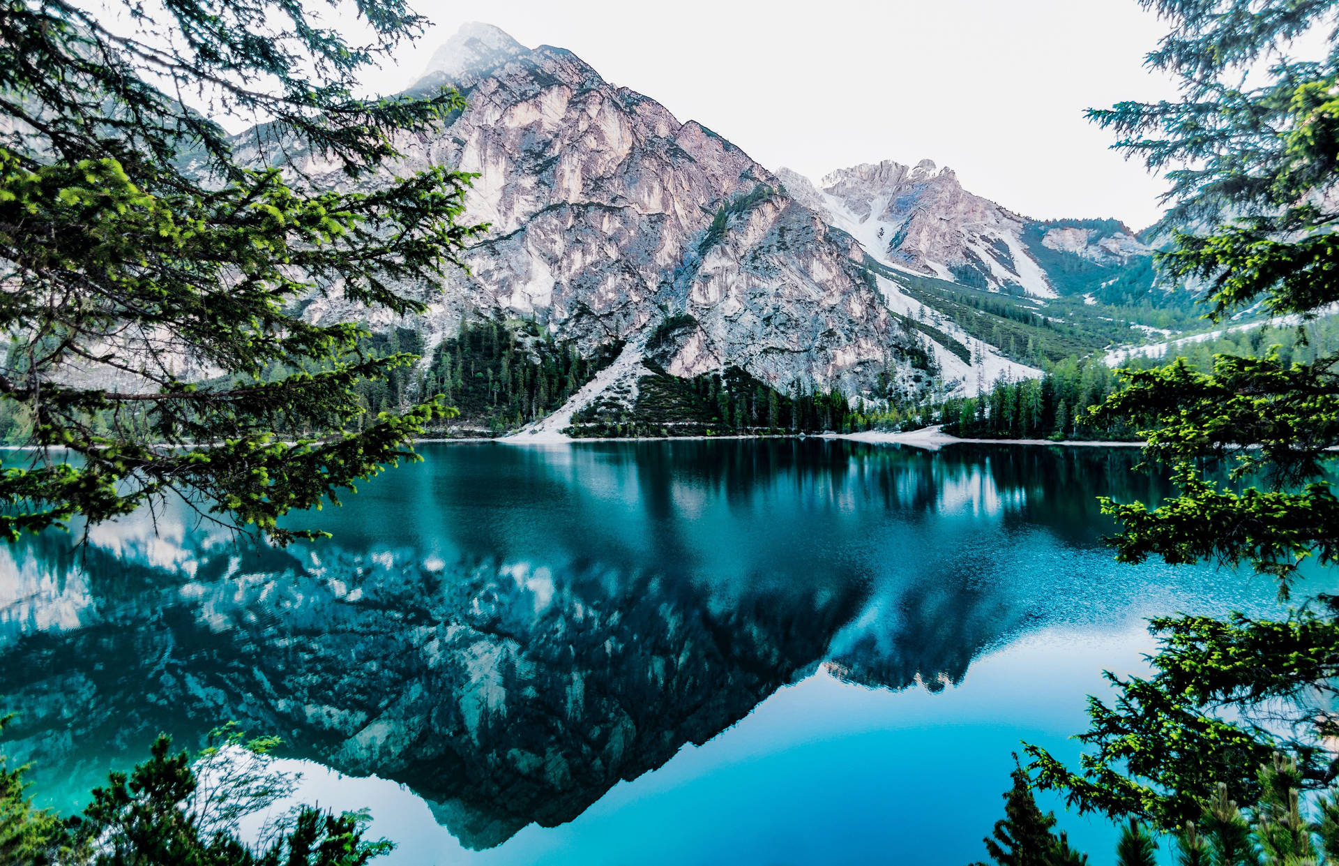 Beautiful nature lake and summit desktop wallpaper. 
