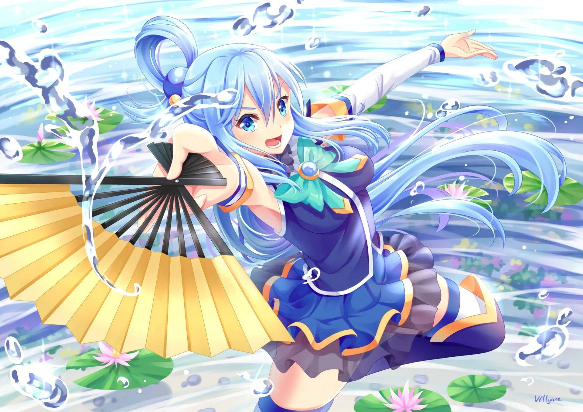 Aqua's beauty in KonoSuba Wallpaper