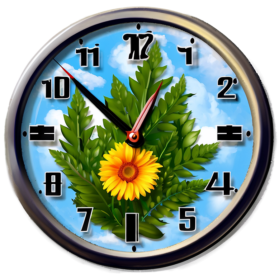 Nature Themed Clock Clipart Png 06262024 PNG