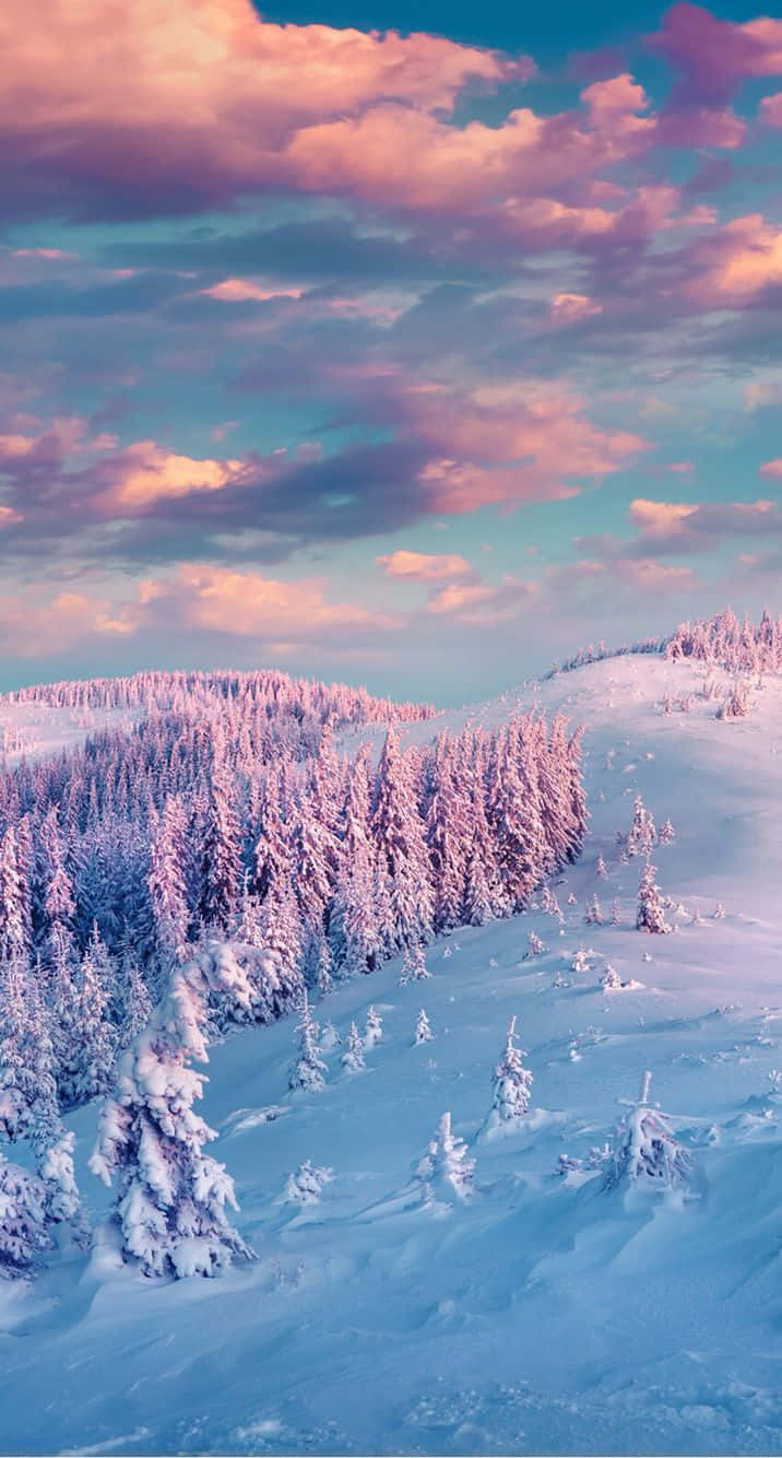 Affascinantevista Di Un Paesaggio Invernale Innevato Sfondo