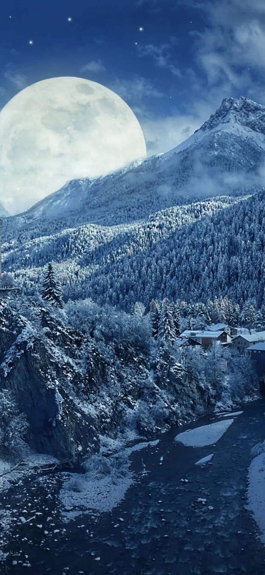 Se et vintervandland gennem linsen af ​​en Iphone Wallpaper