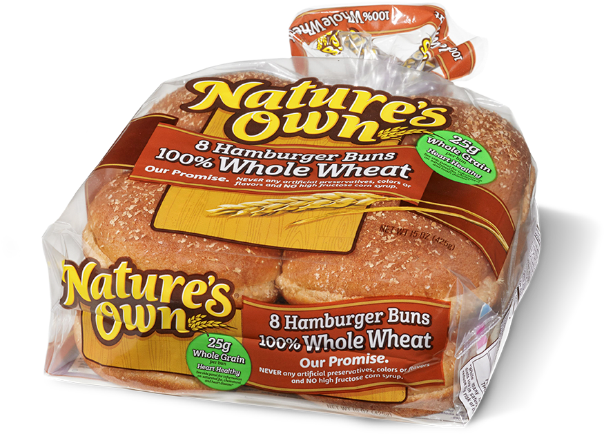 Natures Own Whole Wheat Hamburger Buns Package PNG