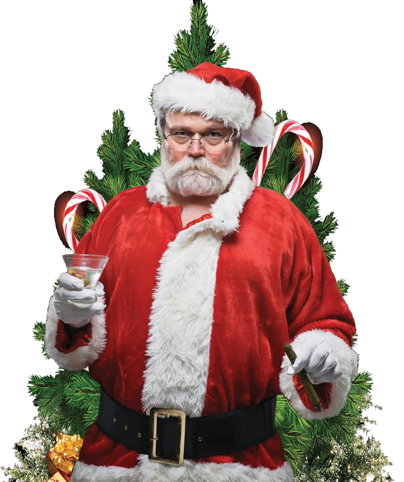 Naughty Santa Holding Drinkand Cigar PNG