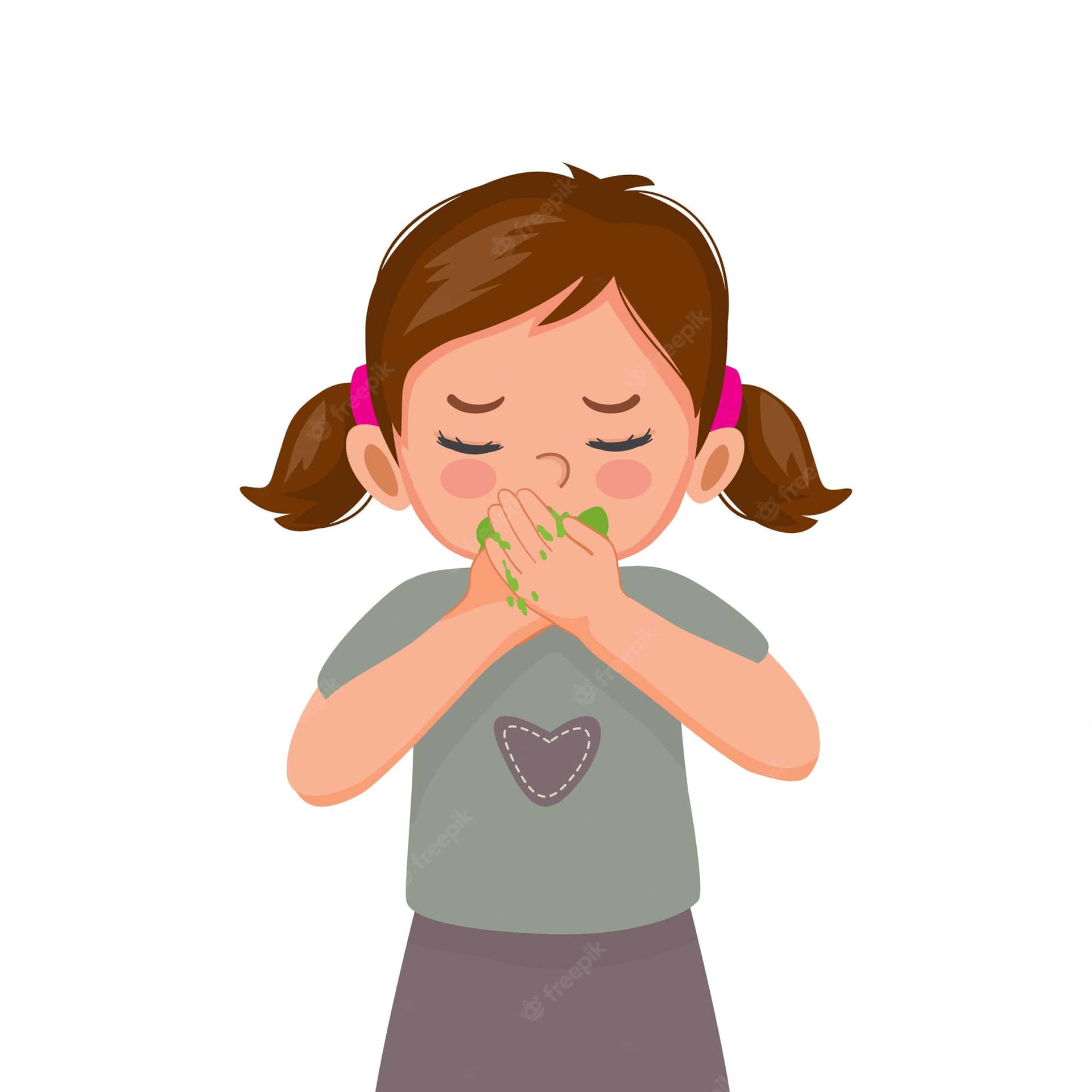 Nauseous Little Girl 2d Illustration Picture