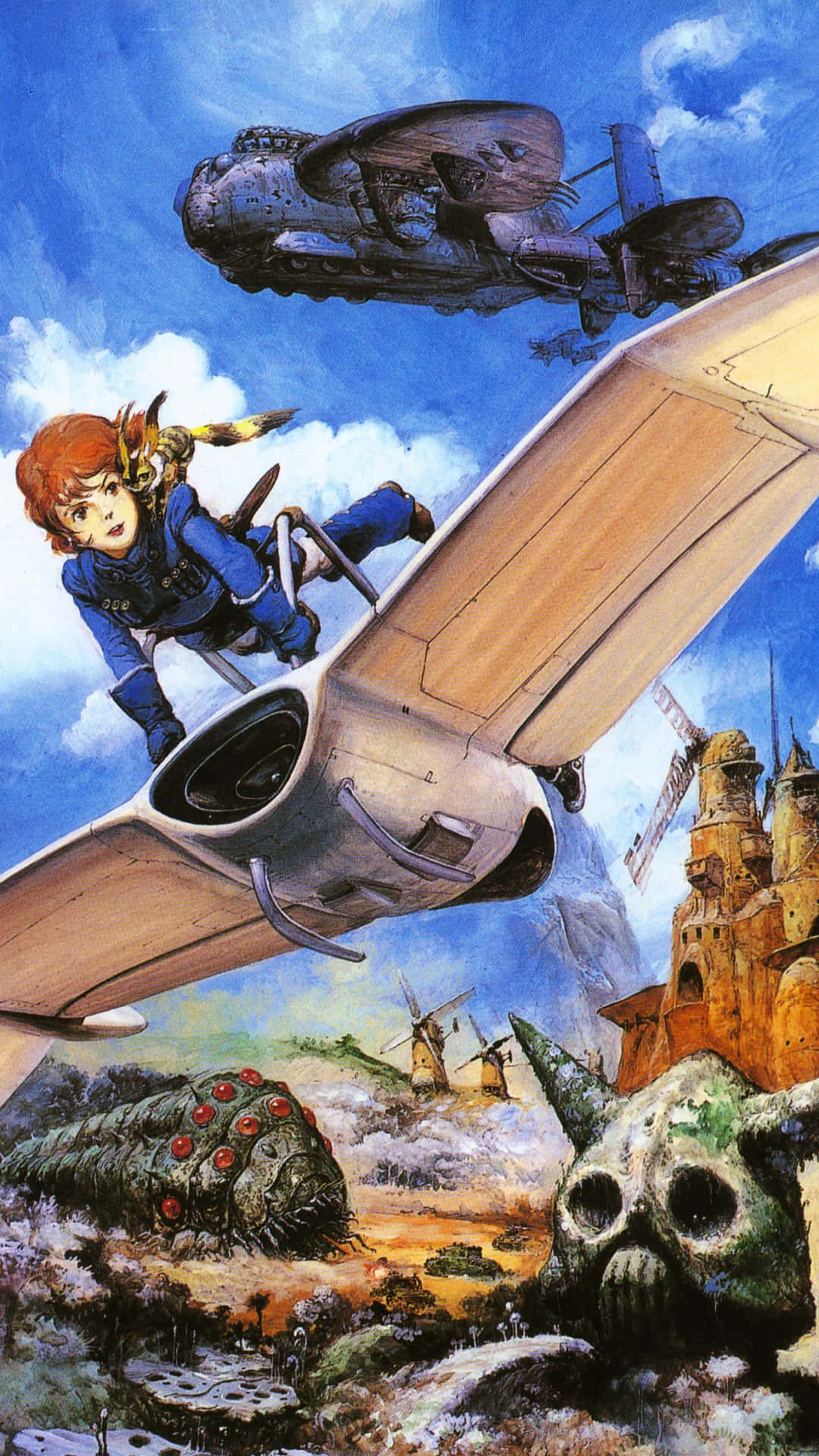 Nausicaä soaring through the skies on her glider Wallpaper