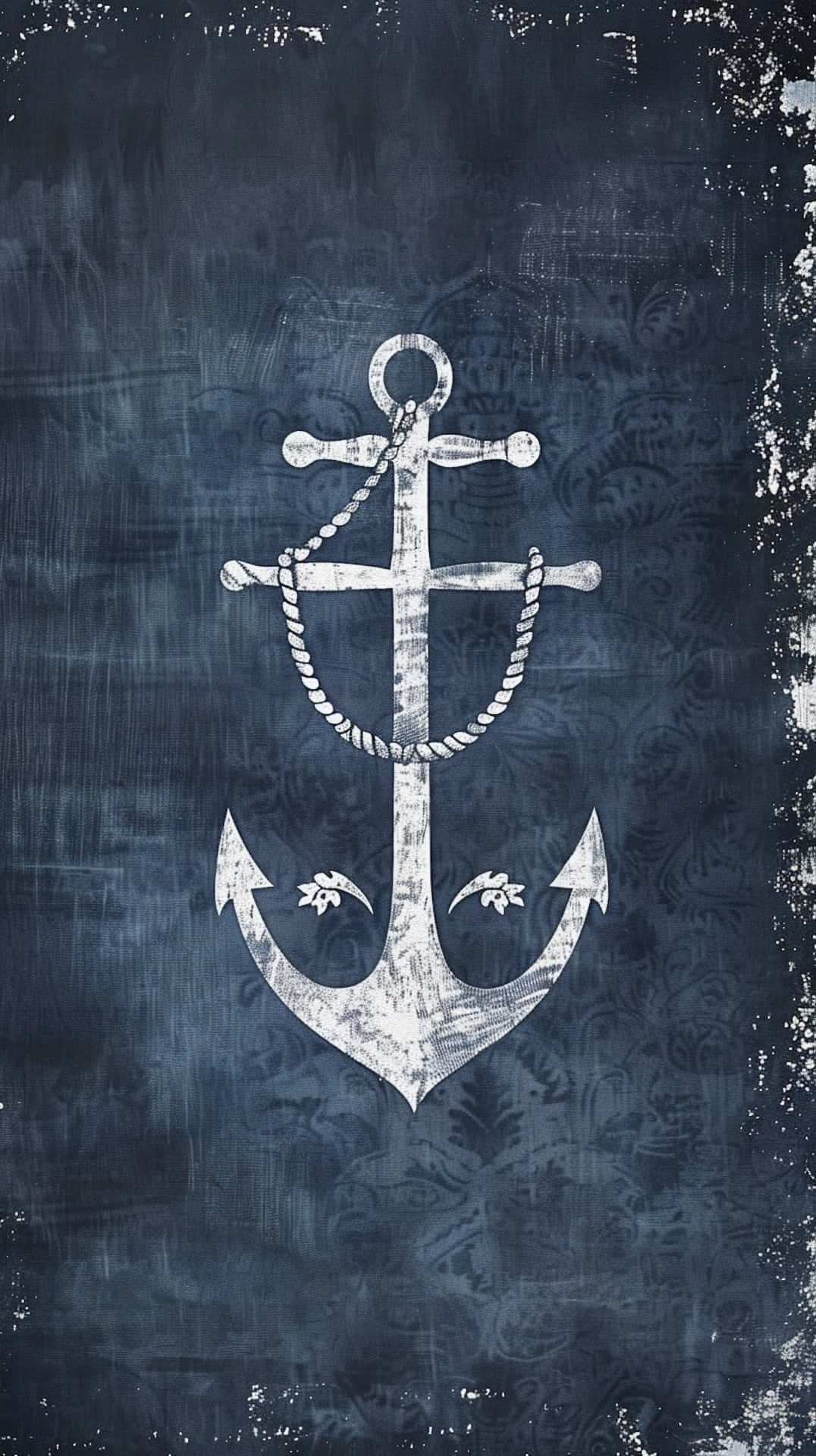 Nautical Anchor Navy Background Wallpaper