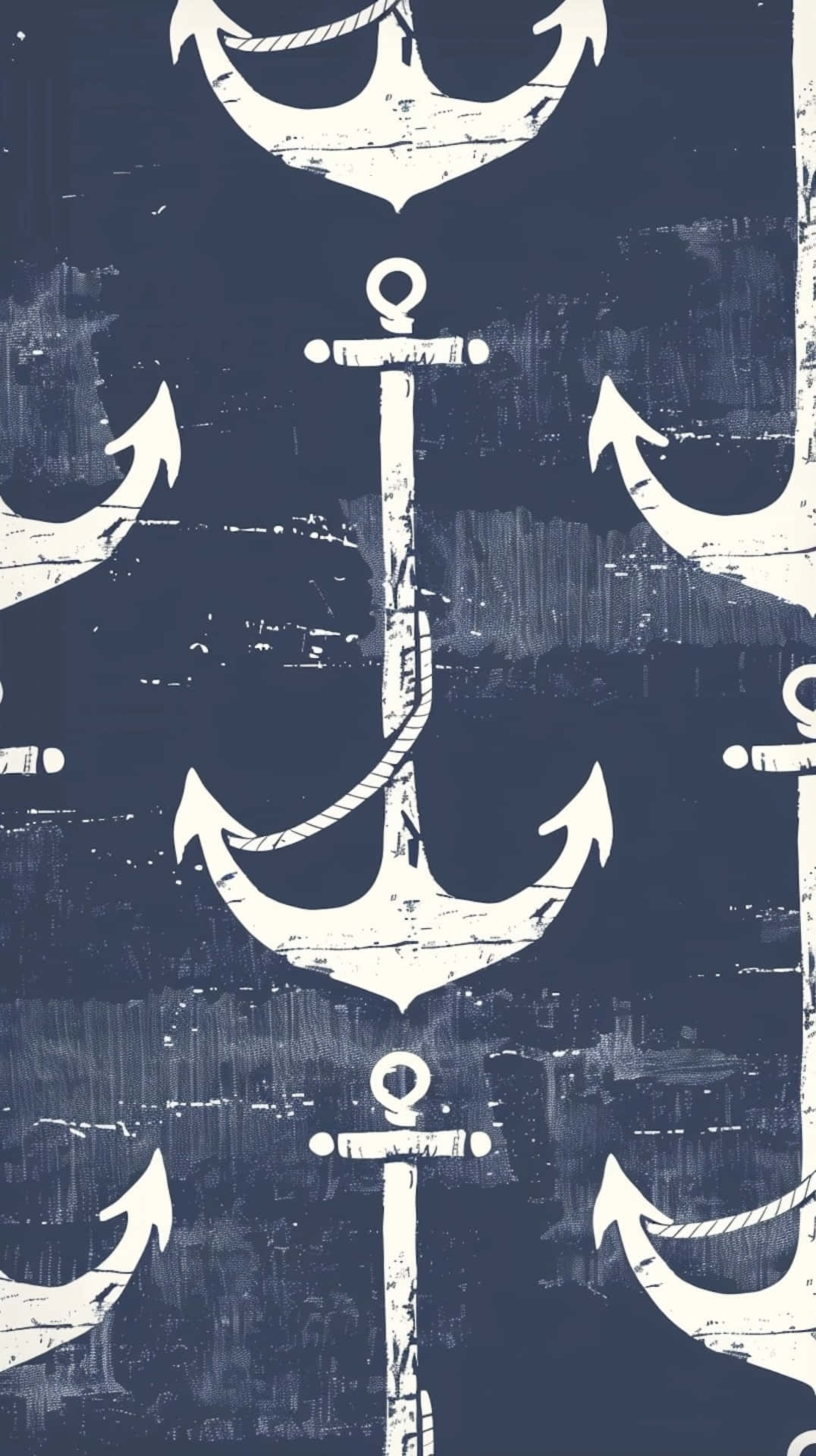 Nautical_ Anchors_ Navy_ White_ Pattern Wallpaper