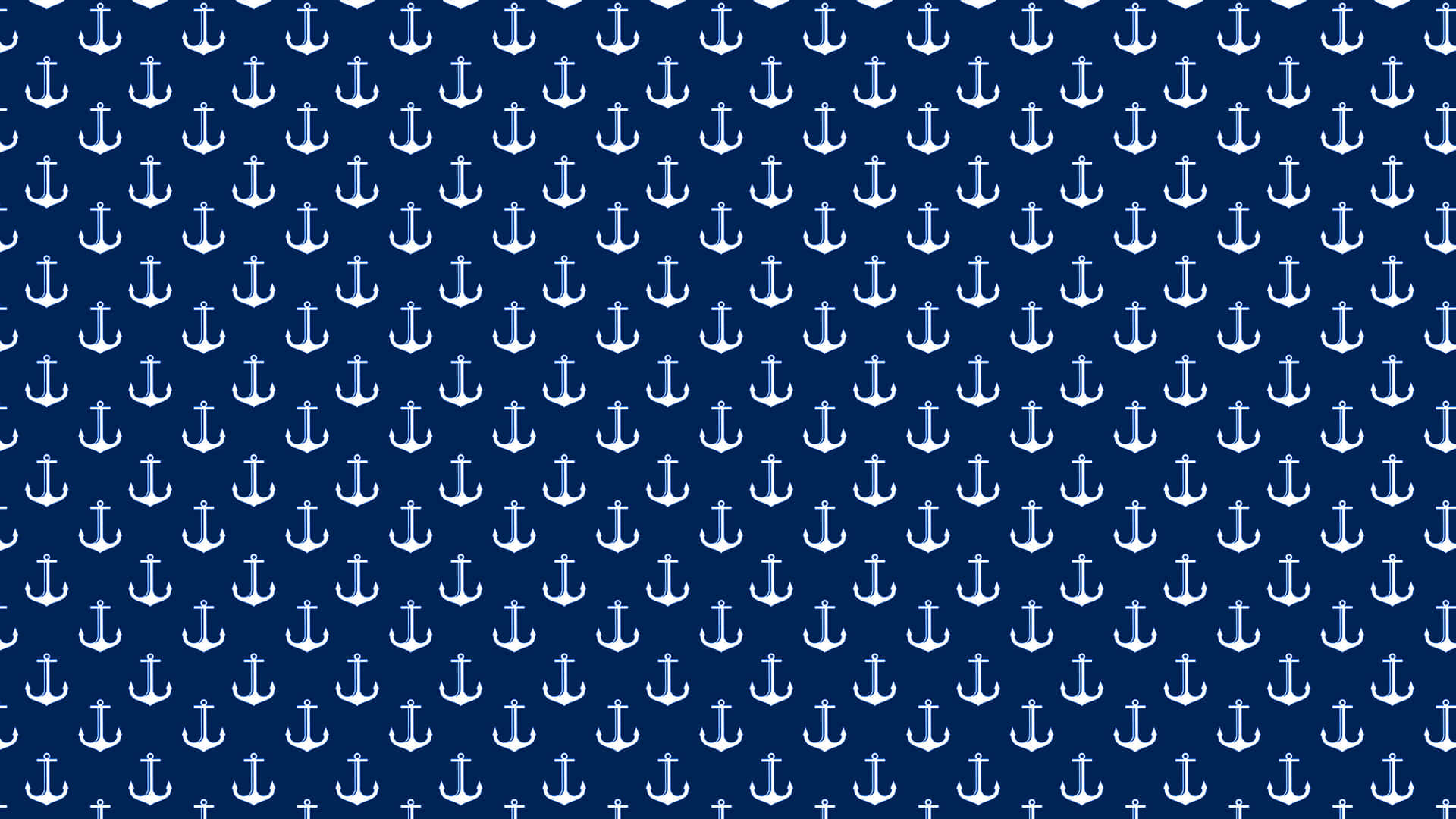 Nautical Anchors Pattern Preppy Blue Wallpaper