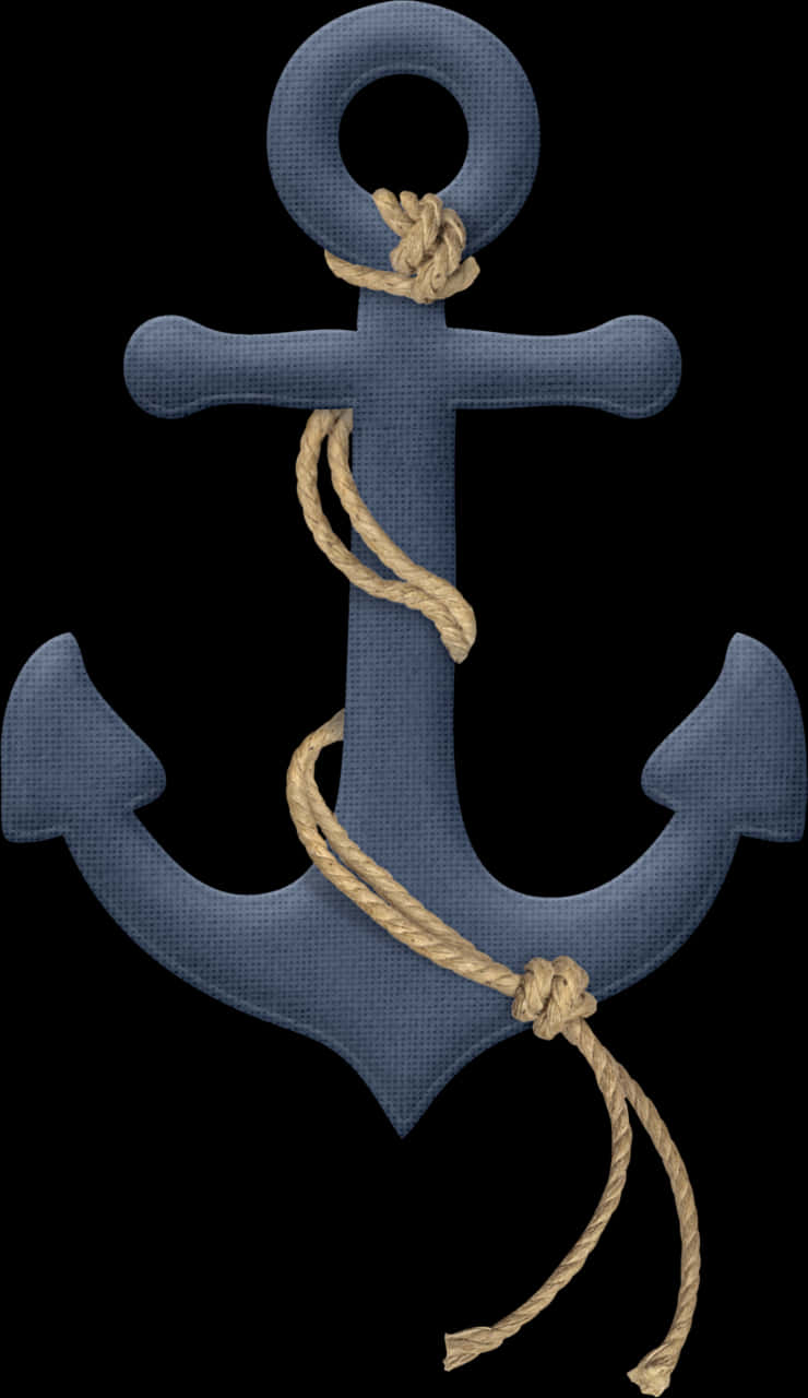Nautical Anchorwith Rope Design PNG