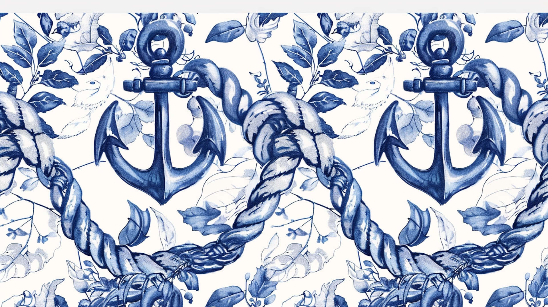 Nautical Navy White Pattern Wallpaper