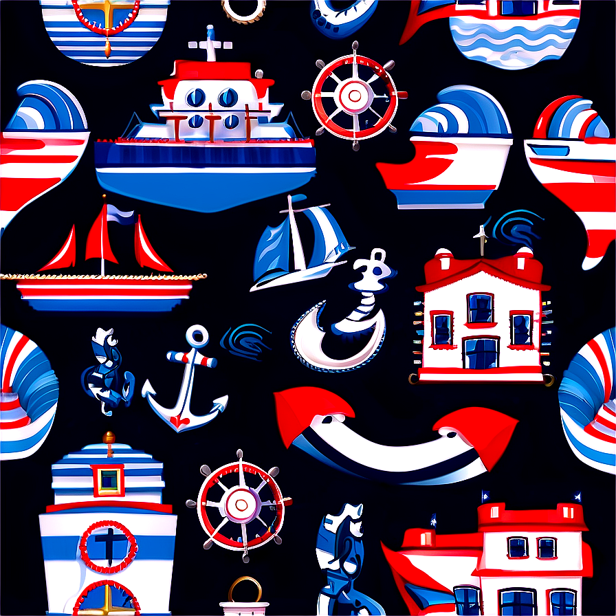 Nautical Seamless Pattern Png Eqt PNG