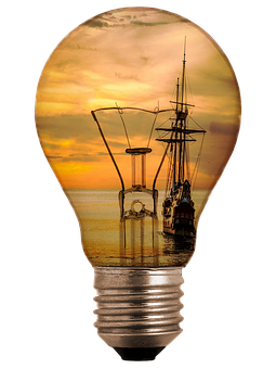 Nautical Sunset Lightbulb Illusion PNG