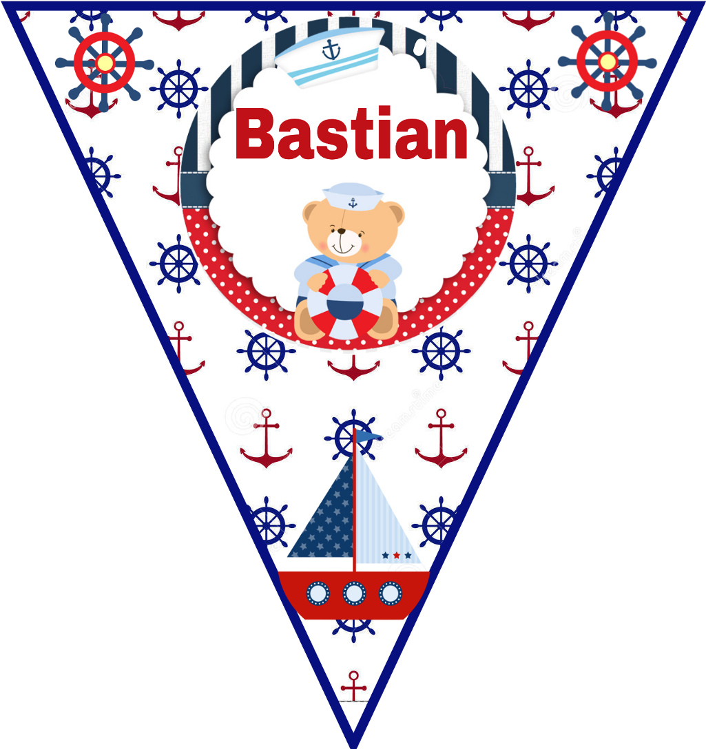Nautical Themed Bannerwith Teddy Bearand Name Bastian PNG