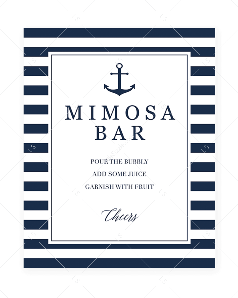 Nautical Themed Mimosa Bar Sign PNG