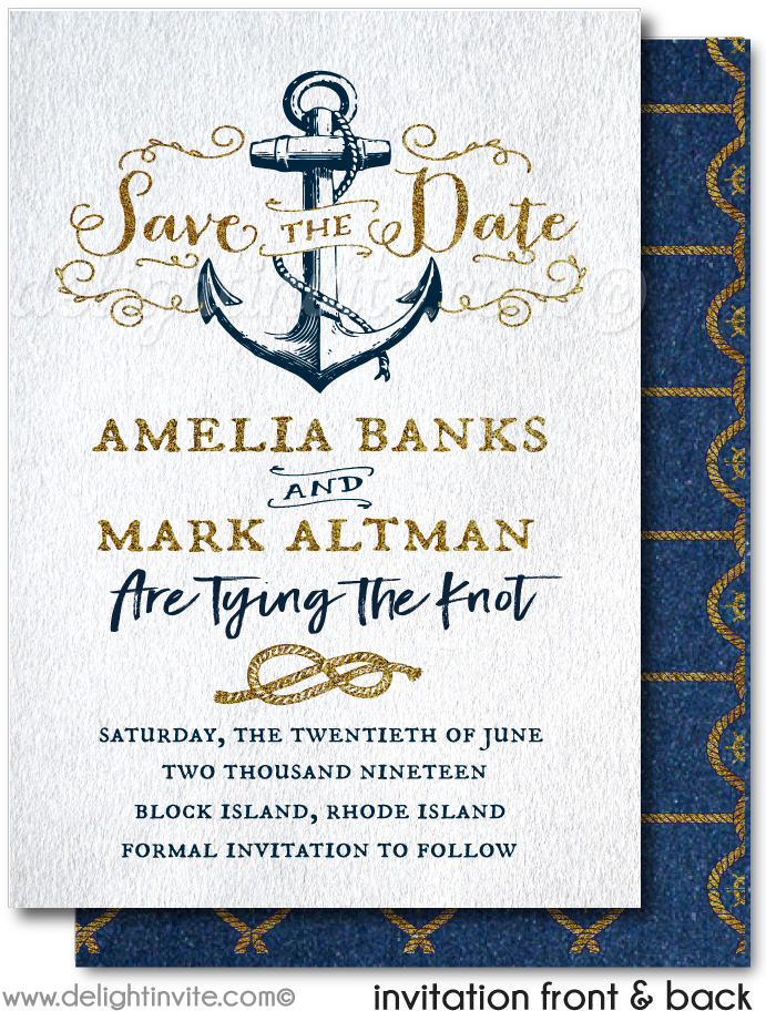 Nautical Wedding Savethe Date Card PNG