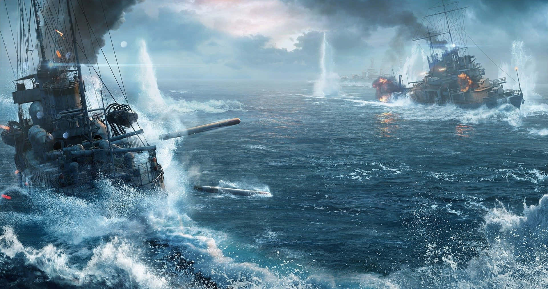 Naval_ Battle_ Artwork Wallpaper