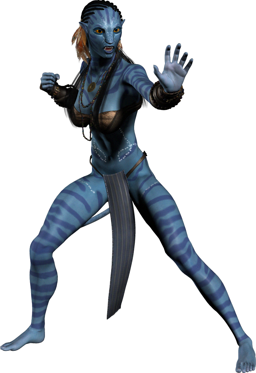 Na'vi_ Female_ Warrior_ Pose_ Avatar PNG