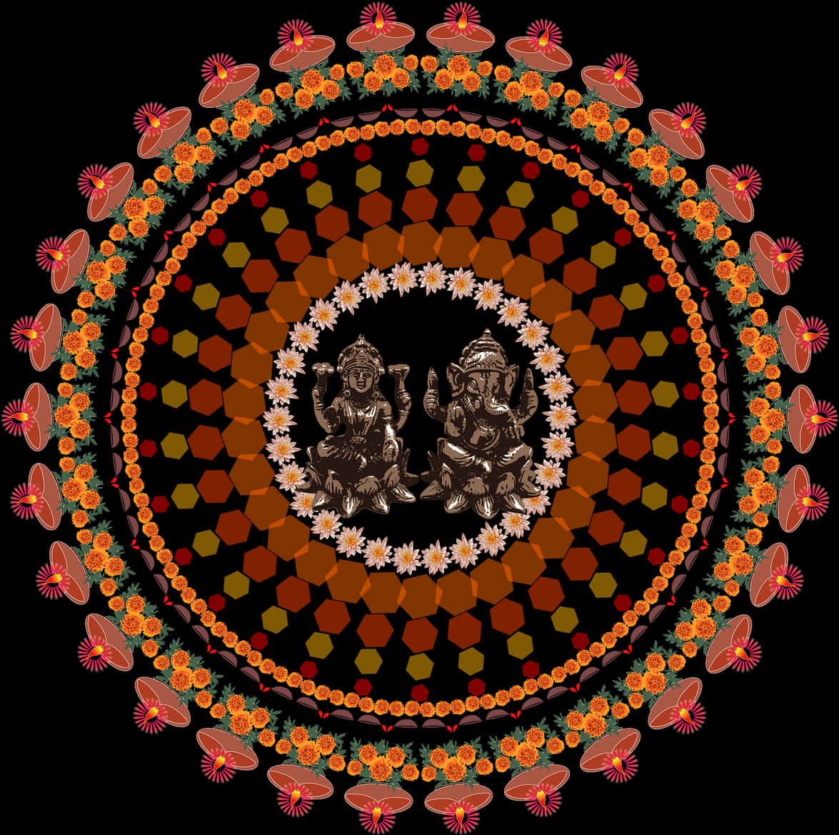 Navratri Festival Rangoli Design PNG